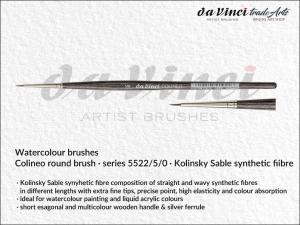 Pędzel akwarelowy okrągły da Vinci Colineo Watercolour Kolinsky Sable Synthetic Fibre, seria 5522, rozmiar /5/0 