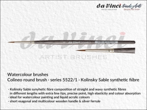 Pędzel akwarelowy okrągły da Vinci Colineo Watercolour Kolinsky Sable Synthetic Fibre, seria 5522, rozmiar 1