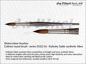 Pędzel akwarelowy okrągły da Vinci Colineo Watercolour Kolinsky Sable Synthetic Fibre, seria 5522, rozmiar 16