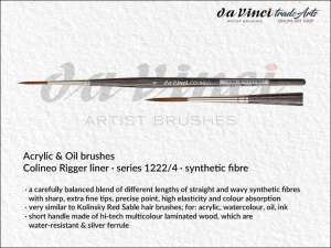 Pędzel do farb akrylowych okrągły liner da Vinci Colineo Rigger Kolinsky Sable Synthetic Fibre, seria 1222, rozmiar 4