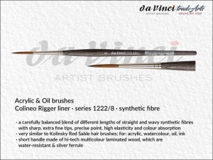 Pędzel do farb akrylowych okrągły liner da Vinci Colineo Rigger Kolinsky Sable Synthetic Fibre, seria 1222, rozmiar 8