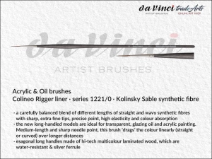 Pędzel do farb akrylowych okrągły liner da Vinci Colineo Rigger Kolinsky Sable Synthetic Fibre, seria 1221, rozmiar 0 