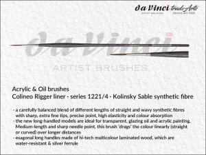 Pędzel do farb akrylowych okrągły liner da Vinci Colineo Rigger Kolinsky Sable Synthetic Fibre, seria 1221, rozmiar 4 