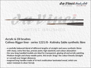 Pędzel do farb akrylowych okrągły liner da Vinci Colineo Rigger Kolinsky Sable Synthetic Fibre, seria 1221, rozmiar 8 