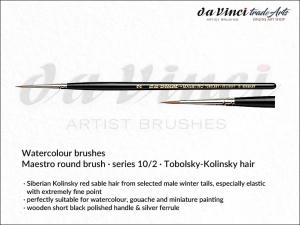 Pędzel akwarelowy okrągły Maestro da Vinci Watercolour Brushes Tobolsky-Kolinsky Sable, seria 10, rozmiar 2