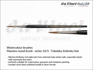 Pędzel akwarelowy okrągły Maesro da Vinci Watercolour Brushes Tobolsky-Kolinsky Sable, seria 10, rozmiar 5