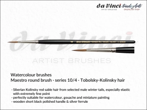 Pędzel akwarelowy okrągły Maestro da Vinci Watercolour Brushes Tobolsky-Kolinsky Sable, seria 10, rozmiar 4