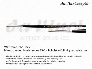 Pędzel akwarelowy okrągły Maestro da Vinci Watercolour Brushes Tobolsky-Kolinsky Red Sable, seria 35, rozmiar 1