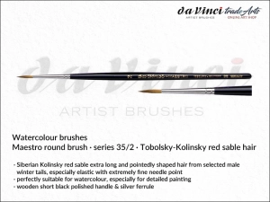 Pędzel akwarelowy okrągły Maestro da Vinci Watercolour Brushes Tobolsky-Kolinsky Red Sable, seria 35, rozmiar 2