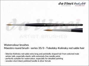 Pędzel akwarelowy okrągły Maestro da Vinci Watercolour Brushes Tobolsky-Kolinsky Red Sable, seria 35, rozmiar 3
