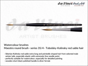 Pędzel akwarelowy okrągły Maestro da Vinci Watercolour Brushes Tobolsky-Kolinsky Red Sable, seria 35, rozmiar 4