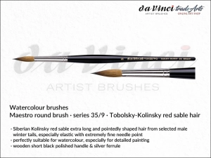 Pędzel akwarelowy okrągły Maestro da Vinci Watercolour Brushes Tobolsky-Kolinsky Red Sable, seria 35, rozmiar 9
