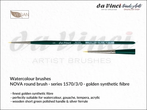 Pędzel akwarelowy okrągły da Vinci NOVA Watercolour Brushes złote syntetyczne włosie, seria 1570, rozmiar 3/0