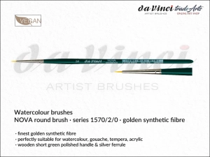 Pędzel akwarelowy okrągły da Vinci NOVA Watercolour Brushes złote syntetyczne włosie, seria 1570, rozmiar 2/0