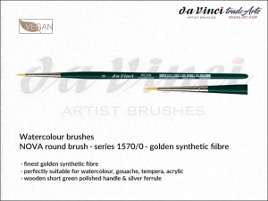 Pędzel akwarelowy okrągły da Vinci NOVA Watercolour Brushes złote syntetyczne włosie, seria 1570, rozmiar 0