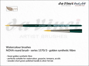 Pędzel akwarelowy okrągły da Vinci NOVA Watercolour Brushes złote syntetyczne włosie, seria 1570, rozmiar 3