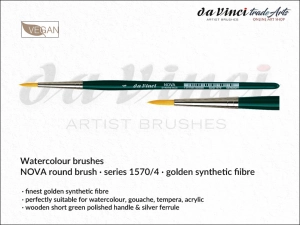 Pędzel akwarelowy okrągły da Vinci NOVA Watercolour Brushes złote syntetyczne włosie, seria 1570, rozmiar 4