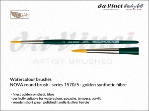 Pędzel akwarelowy okrągły da Vinci NOVA Watercolour Brushes złote syntetyczne włosie, seria 1570, rozmiar 5
