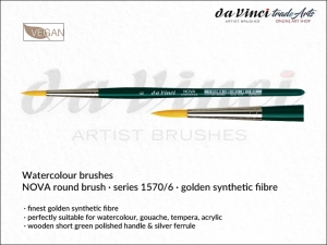 Pędzel akwarelowy okrągły da Vinci NOVA Watercolour Brushes złote syntetyczne włosie, seria 1570, rozmiar 6