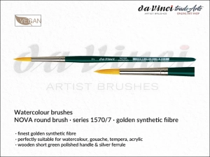 Pędzel akwarelowy okrągły da Vinci NOVA Watercolour Brushes złote syntetyczne włosie, seria 1570, rozmiar 7
