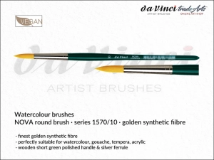 Pędzel akwarelowy okrągły da Vinci NOVA Watercolour Brushes złote syntetyczne włosie, seria 1570, rozmiar 10