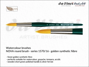 Pędzel akwarelowy okrągły da Vinci NOVA Watercolour Brushes złote syntetyczne włosie, seria 1570, rozmiar 16