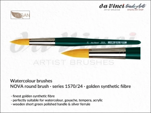 Pędzel akwarelowy okrągły da Vinci NOVA Watercolour Brushes złote syntetyczne włosie, seria 1570, rozmiar 24