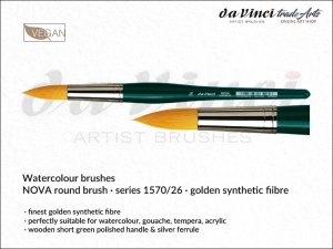 Pędzel akwarelowy okrągły da Vinci NOVA Watercolour Brushes złote syntetyczne włosie, seria 1570, rozmiar 26
