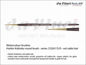 Pędzel akwarelowy okrągły da Vinci Watercolour Brushes Harbin-Kolinsky Red Sable, seria 1526Y, rozmiar 3/0 
