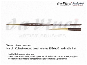 Pędzel akwarelowy okrągły da Vinci Watercolour Brushes Harbin-Kolinsky Red Sable, seria 1526Y, rozmiar 0