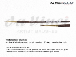 Pędzel akwarelowy okrągły da Vinci Watercolour Brushes Harbin-Kolinsky Red Sable, seria 1526Y, rozmiar 1