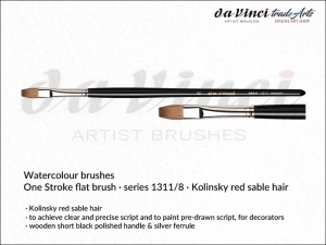 Pędzel akwarelowy płaski da Vinci Watercolour One Stroke Brush Kolinsky Red Sable, seria 1311, rozmiar 8 