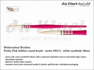 Pędzel do farb akwarelowych da Vinci Pretty Pink Edition Synthetic Fibre, seria 494, rozmiar 2 