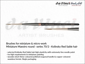 Pędzel do prac miniaturowych i detali okrągły da Vinci Miniature-Maestro Kolinsky Red Sable hair, seria 70, rozmiar 2