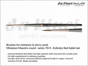 Pędzel do prac miniaturowych i detali okrągły da Vinci Miniature-Maestro Kolinsky Red Sable hair, seria 70, rozmiar 4
