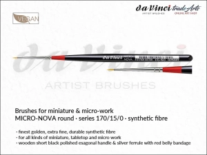 Pędzel do prac miniaturowych i detali okrągły da Vinci Micro-NOVA Synthetic  Golden Fibre, seria 170, rozmiar 15/0