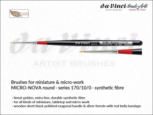 Pędzel do prac miniaturowych i detali okrągły da Vinci Micro-NOVA Synthetic  Golden Fibre, seria 170, rozmiar 10/0