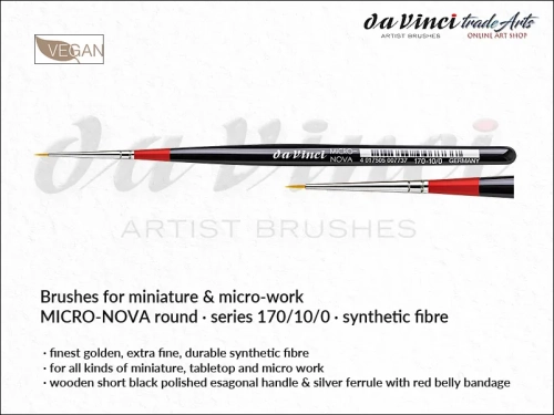 Da Vinci Micro-Nova 170 Finest Golden Synthetic Fibre Brushes, pędzle da Vinci Micro-Nova 170 do prac modelarskich, pędzle Micro-Nova 170 da Vinci do detali, da Vinci Micro-Nova 170 pędzle syntetyczne do detali, pędzle modelarskie, pędzle do detali,
