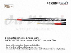 Pędzel do prac miniaturowych i detali okrągły da Vinci Micro-NOVA Synthetic  Golden Fibre, seria 170, rozmiar 5/0