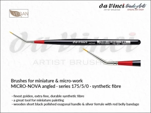 Pędzel do prac miniaturowych i detali kątowy da Vinci Micro-NOVA Synthetic  Golden Fibre, seria 175, rozmiar 5/0