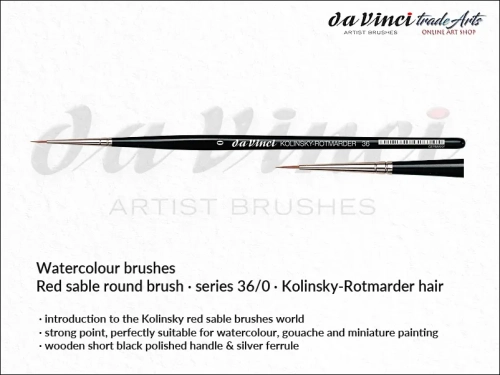 Da Vinci Watercolour Kolinsky Red Sable 36/0, pędzel da Vinci Watercolour Brush Kolinsky Red Sable 36/0, pędzle akwarelowe da Vinci, pędzle akwarelowe włosie naturalne, pędzle do akwareli da Vinci, pędzle akwarelowe Kolinsky, da Vinci,