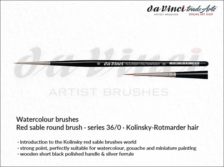 Da Vinci Watercolour Kolinsky Red Sable 36/0, pędzel da Vinci Watercolour Brush Kolinsky Red Sable 36/0, pędzle akwarelowe da Vinci, pędzle akwarelowe włosie naturalne, pędzle do akwareli da Vinci, pędzle akwarelowe Kolinsky, da Vinci,