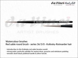 Pędzel akwarelowy okrągły da Vinci Watercolour Brush Kolinsky Red Sable, seria 36, rozmiar 3/0 