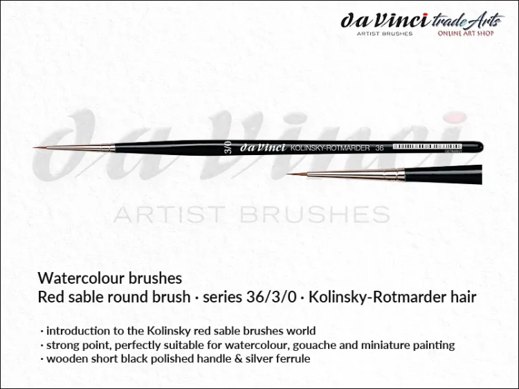 Da Vinci Watercolour Kolinsky Red Sable 36/3/0, pędzel da Vinci Watercolour Brush Kolinsky Red Sable 36/3/0, pędzle akwarelowe da Vinci, pędzle akwarelowe włosie naturalne, pędzle do akwareli da Vinci, pędzle akwarelowe Kolinsky, da Vinci,