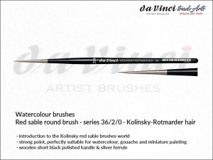 Pędzel akwarelowy okrągły da Vinci Watercolour Brush Kolinsky Red Sable, seria 36, rozmiar 2/0