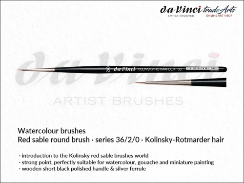 Da Vinci Watercolour Kolinsky Red Sable 36/2/0, pędzel da Vinci Watercolour Brush Kolinsky Red Sable 36/2/0, pędzle akwarelowe da Vinci, pędzle akwarelowe włosie naturalne, pędzle do akwareli da Vinci, pędzle akwarelowe Kolinsky, da Vinci,