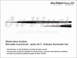 Pędzel akwarelowy okrągły da Vinci Watercolour Brush Kolinsky Red Sable, seria 36, rozmiar 1