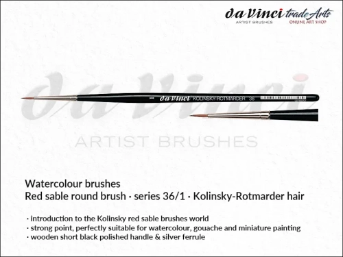 Da Vinci Watercolour Kolinsky Red Sable 36/1, pędzel da Vinci Watercolour Brush Kolinsky Red Sable 36/1, pędzle akwarelowe da Vinci, pędzle akwarelowe włosie naturalne, pędzle do akwareli da Vinci, pędzle akwarelowe Kolinsky, da Vinci,