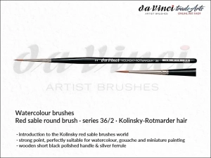 Pędzel akwarelowy okrągły da Vinci Watercolour Brush Kolinsky Red Sable, seria 36, rozmiar 2