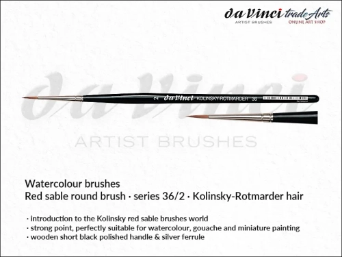 Da Vinci Watercolour Kolinsky Red Sable 36/2, pędzel da Vinci Watercolour Brush Kolinsky Red Sable 36/2, pędzle akwarelowe da Vinci, pędzle akwarelowe włosie naturalne, pędzle do akwareli da Vinci, pędzle akwarelowe Kolinsky, da Vinci,